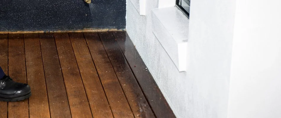 Treatment being sprayed along an interior wall in Westminster, MD.